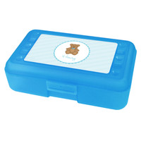 Cute Blue Teddy Bear Personalized Pencil Box