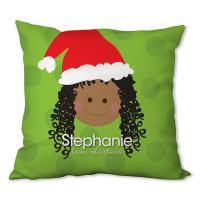 Santa's Hat (Girl) Personalized Pillow
