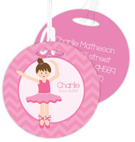 Sweet Brunette Ballerina Luggage Tags For Kids