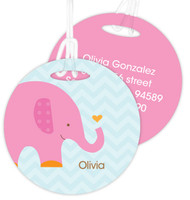 Sweet Pink Elephant Luggage Tags For Kids
