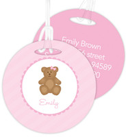 A Sweet Pink Teddy Bear Kids Bag Tags