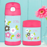 Preppy Flowers Blue Thermos Food Jar