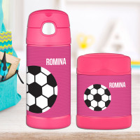 Girl Soccer Fan Pink Thermos Food Jar