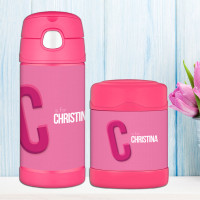 Double Initial Pink Thermos Food Jar