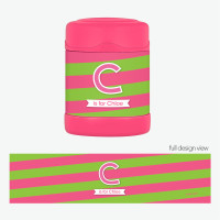 Double Initial Stripes Pink Thermos Food Jar