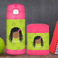 Just Like Me Girl Green Kids Thermos Food Jar