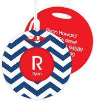 Navy And Red Chevron Kids Luggage Tags