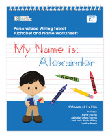 English Writing Book with Black Hair Boy