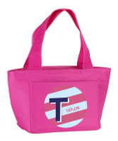 Double Initial + Stripes (Blue) Kids Lunch Tote
