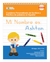 Personalized Spanish Writing Books with a Blonde Kid