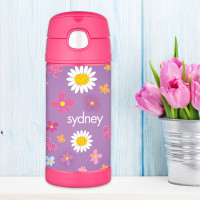 Purple Field Of Flowers Personalized Thermos For Kids