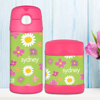 Field of Flowers Green Thermos Food Jar