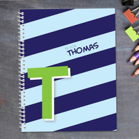 blue brilliant initial personalized notebook for kids