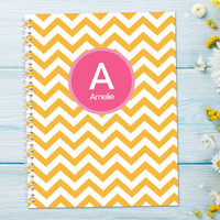 Chevron Mustard and Pink Kids Notebook