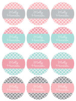Sweet Pink Quatrefoils Waterproof Labels for Kids (Set of 48)