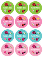 Sweet Lady Bugs Waterproof Labels for Kids (Set of 48)