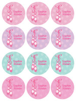 Ballerina Shoes Waterproof Labels for Kids (Set of 48)