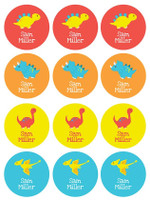 Cute Little Dinousars Waterproof Labels for Kids (Set of 48)