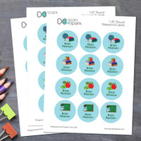 Boy at School Waterproof Labels for Kids (Set of 48)