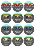 A Car Race Waterproof Labels for Kids (Set of 48)