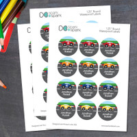 A Car Race Waterproof Labels for Kids (Set of 48)