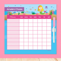 Sweet Mermaid Blonde Chore Chart For Kids