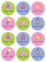 Girl Camping Waterproof Labels for Kids (Set of 48)