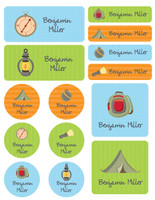 Boy Camping Waterproof Labels Variety Pack (Set of 56)