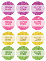 Glitter Shades Yellow Waterproof Labels for Kids (Set of 48)