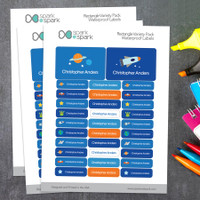 Outter Space Labels Rectangular Pack (Set of 128)
