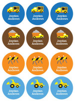 Construction Site Waterproof Labels for Kids (Set of 48)