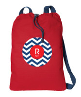 Navy And Red Chevron Personalized Bags For Kids