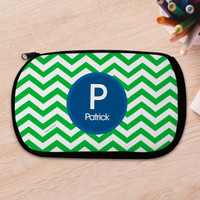 Green And Blue Chevron Pencil Case