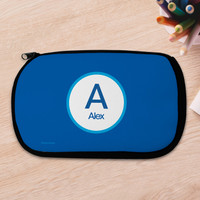 A Linen Blue Letter Pencil Case