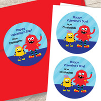 Monster Love Valentines Labels