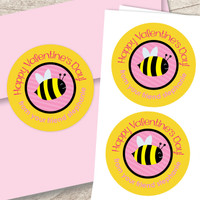 Bee A Valentine Custom Stickers