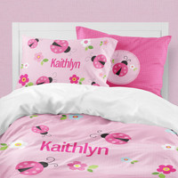 Sweet Pink Lady Bug Duvet Cover