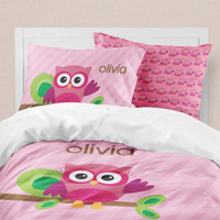 Pink Owl Be Yours Duvet Cover