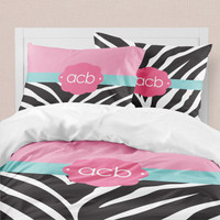 Zebra and Pink Duvet Cover