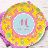Yellow Flowers Pattern Kids Plates