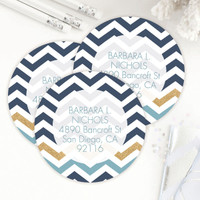 Blue Chevron Label Set