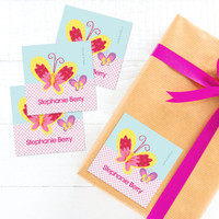 Smiley Butterfly Gift Label Set