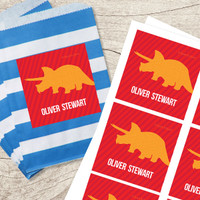 Dino And Me - Red Gift Label Set