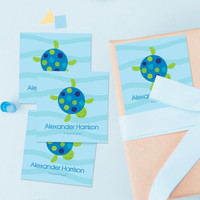 Swimming Blue Turtle Gift Label Set