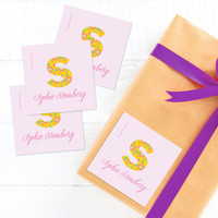 Flower Initial Gift Label Set