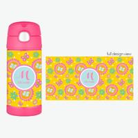 Yellow flowers Pattern Thermos Bottle