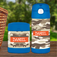 Brown Camouflage Thermos Bottle