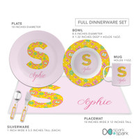 Flower Initial Kids Plates