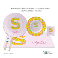 Flower Initial Kids Plates