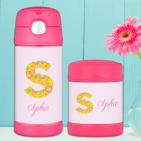 Flower Initial Thermos Food Jar